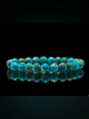 Natural South African Turquoise Beaded Bracelet – 8mm Gemstone Beads For Healing
